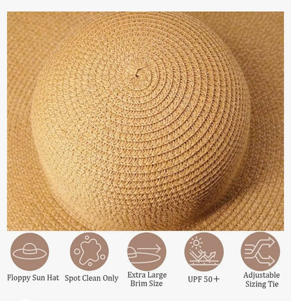 Oversized Large Wide Brim Floppy Beach Straw Hat