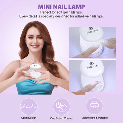 SAVILAND Gel X Nail Kit(It Doesn'T Come with White Nail Drill Bit): All-In-1 Beginner Kit with Drill 0.5Oz Glue Gel 500 Coffin Tips UV Lamp Acrylic Nail Tools Manicures Nail Art Kit & Gel