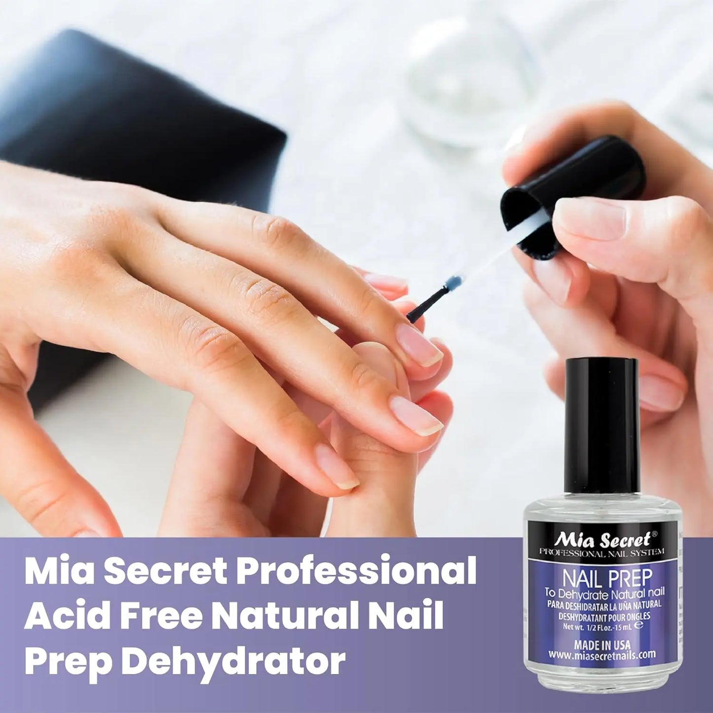 Mia Secret Professional Acid-Free Natural Nail Prep Dehydrator (15Ml) - Cosmetic Single Item, Nail Art Essential for Stronger Bonding with Gel, Acrylic & Powder Applications
