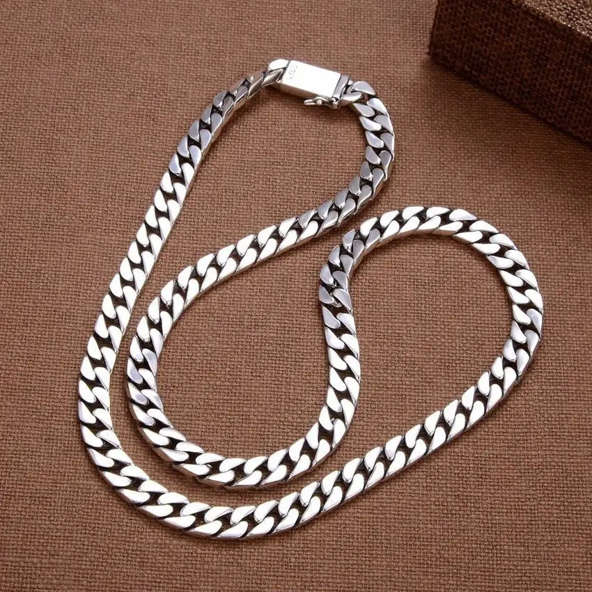 100% S925 Sterling Silver Bracelet 8MM Punk S925 Silver Jewelry Never Fade Men Women Jewelry Gifts