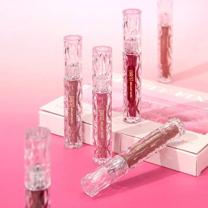 6Pcs/Set Diamond Shimmer Waterproof Lip Gloss Pearl Gloss Finish Liquid Lipstick Glitter Shiny Pearl Glaze Long Lasting Lip Tint Women Makeup Glittery Lip Gloss