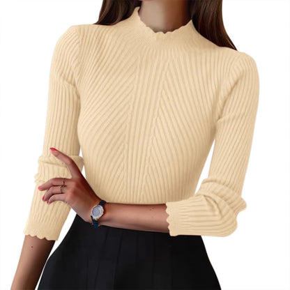 VVK Ribbed Turtleneck Sweater — Fitted Business-Casual Knit Pullover