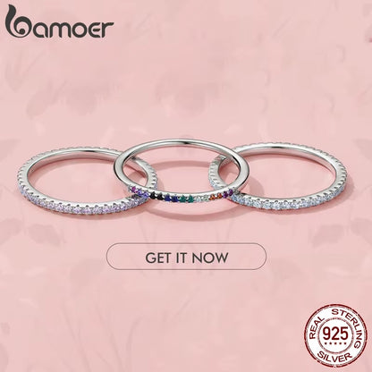 925 Sterling Silver Full Paved Simulated Diamond Stackable Rings, Women Gold Plated Engagement Eternity Bands Colored CZ