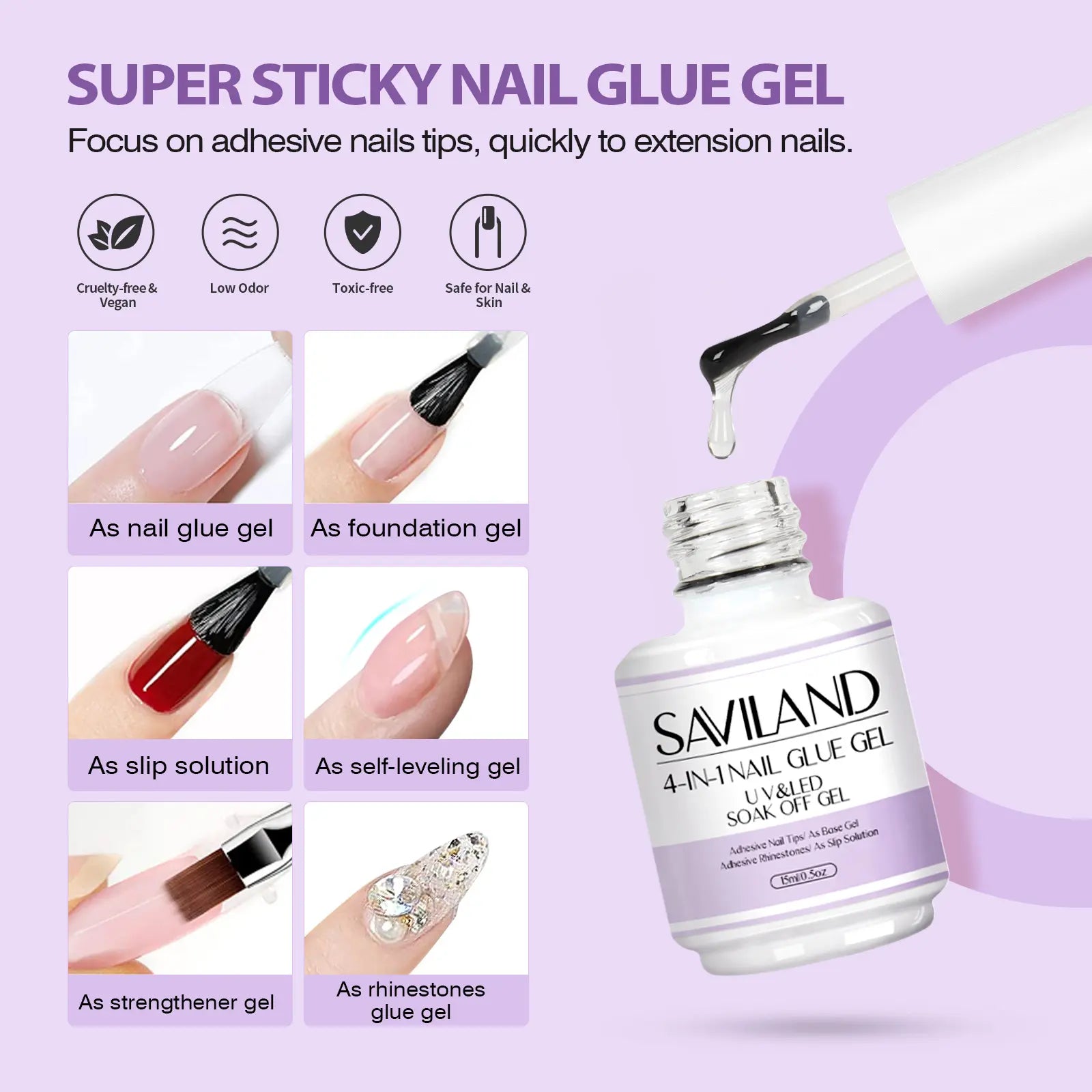 SAVILAND Gel X Nail Kit(It Doesn'T Come with White Nail Drill Bit): All-In-1 Beginner Kit with Drill 0.5Oz Glue Gel 500 Coffin Tips UV Lamp Acrylic Nail Tools Manicures Nail Art Kit & Gel