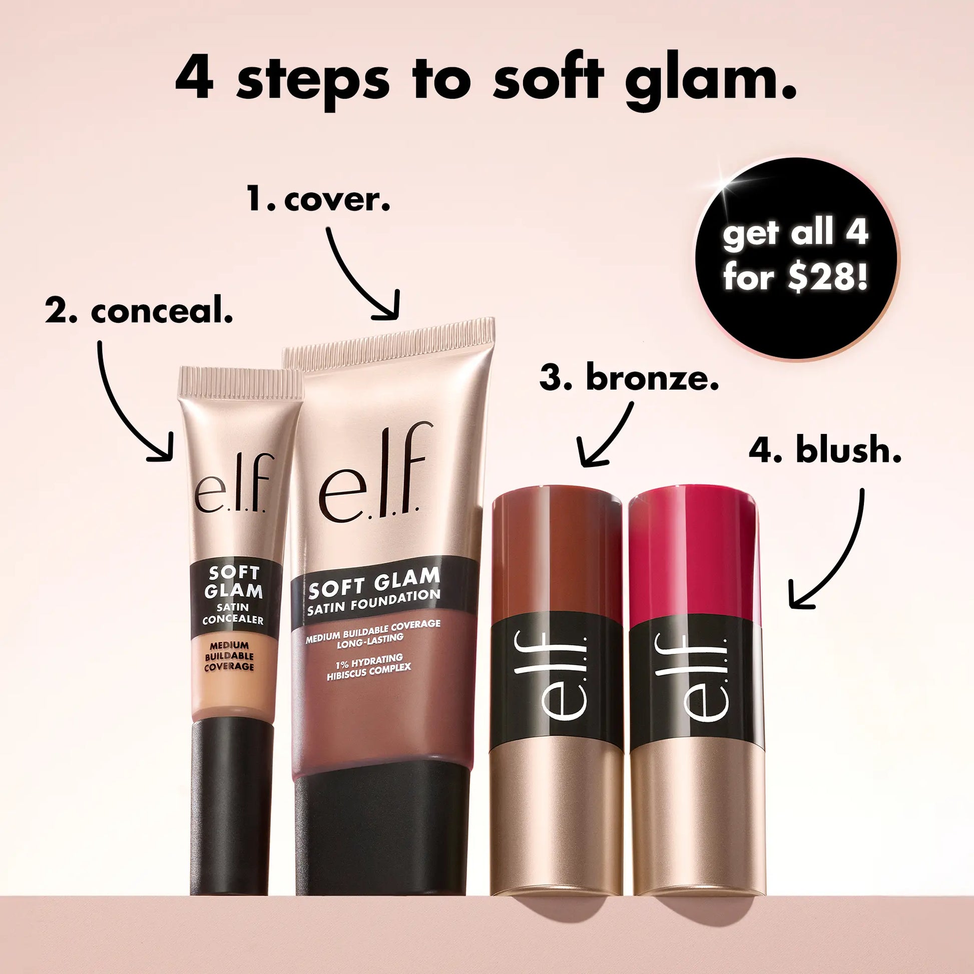 E.L.F. Soft Glam Cream Blush, Makeup Cosmetic for Natural Flush Finish