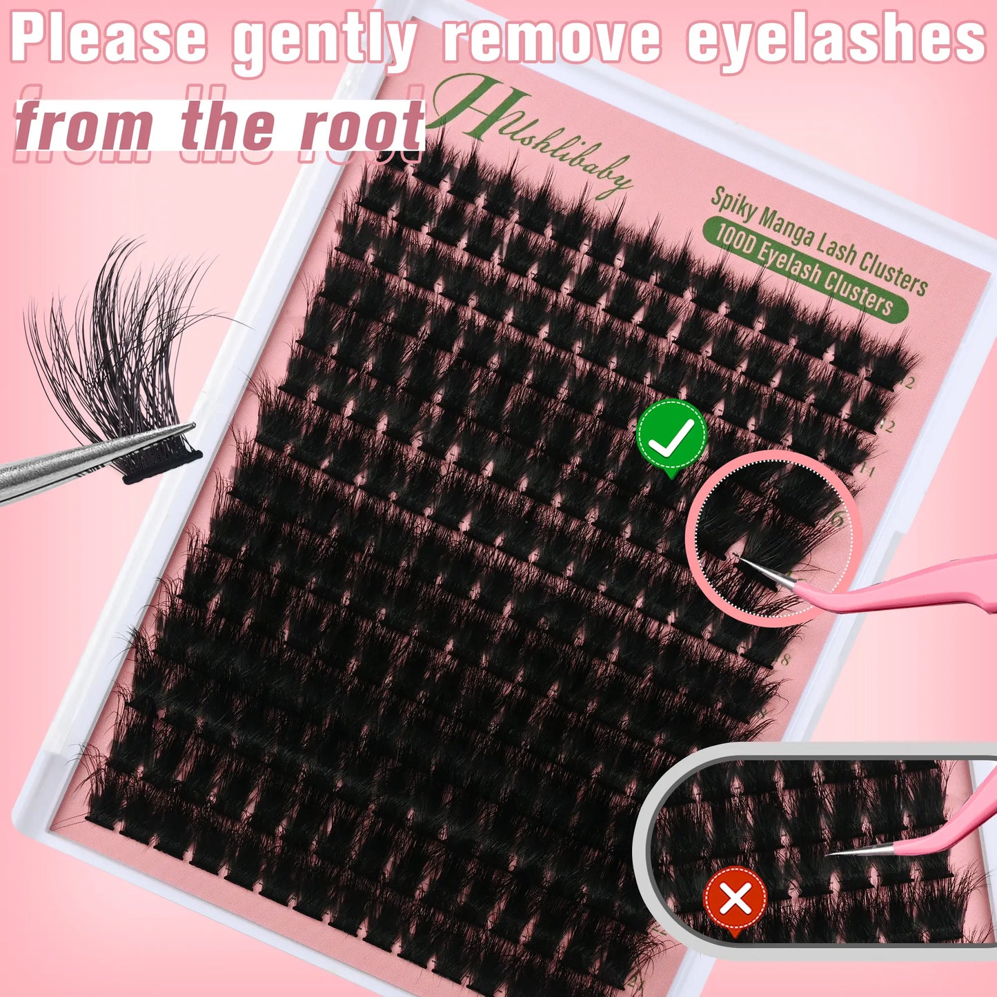 Spikes Lash Clusters Wispy Manga Eyelash Clusters Thick 100D Mega Eyelash Extensions Anime Eyelashes Clusters Reusable Full Volume Individual Lash Extension (D Curly 12-24Mm)