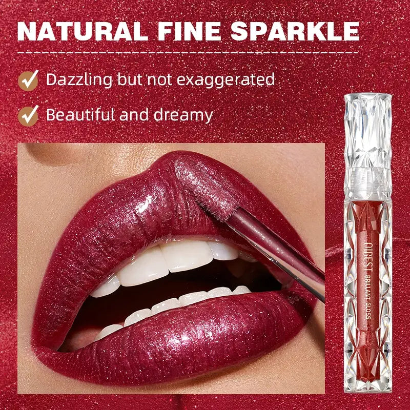 6Pcs/Set Diamond Shimmer Waterproof Lip Gloss Pearl Gloss Finish Liquid Lipstick Glitter Shiny Pearl Glaze Long Lasting Lip Tint Women Makeup Glittery Lip Gloss