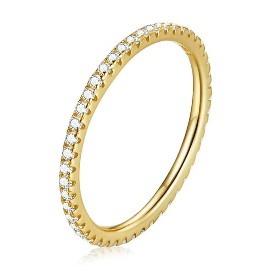 925 Sterling Silver Full Paved Simulated Diamond Stackable Rings, Women Gold Plated Engagement Eternity Bands Colored CZ
