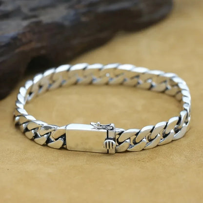 100% S925 Sterling Silver Bracelet 8MM Punk S925 Silver Jewelry Never Fade Men Women Jewelry Gifts